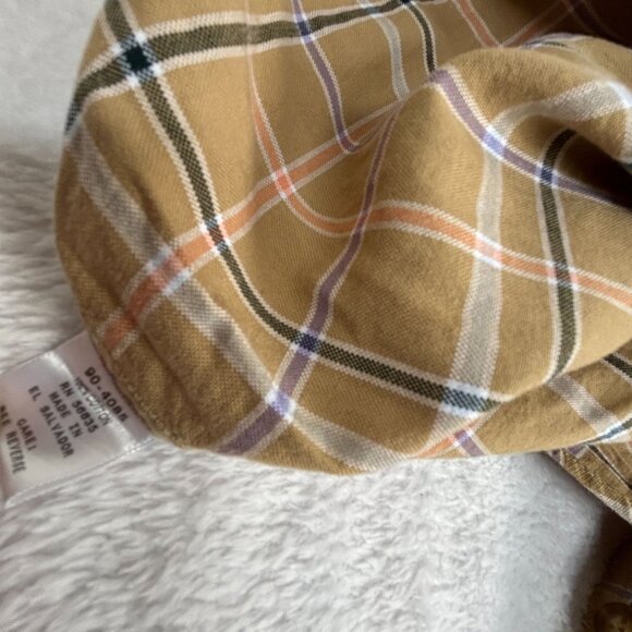 Cabelas Mens Plaid Button-Down Shirt Large Regular Tan Long Sleeve Casual Pocket - Picture 4 of 8